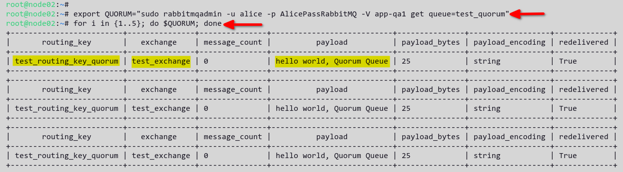 Checking high availability of the test_quorum queue