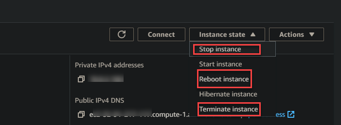Stopping/starting/ terminating an EC2 instance 