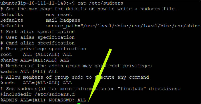 Verifying the /etc/sudoers file in the Remote Node