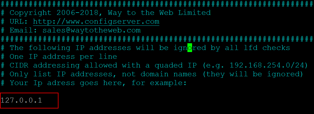 Adding Allowed IP addresses in csf.ignore file