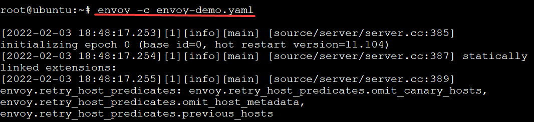 Starting a Demo Instance of Envoy Proxy Server