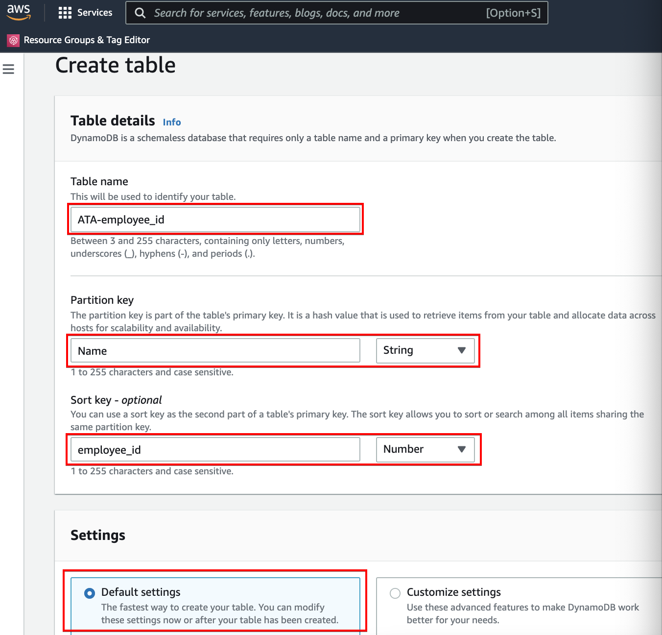 Configuring Table Settings 