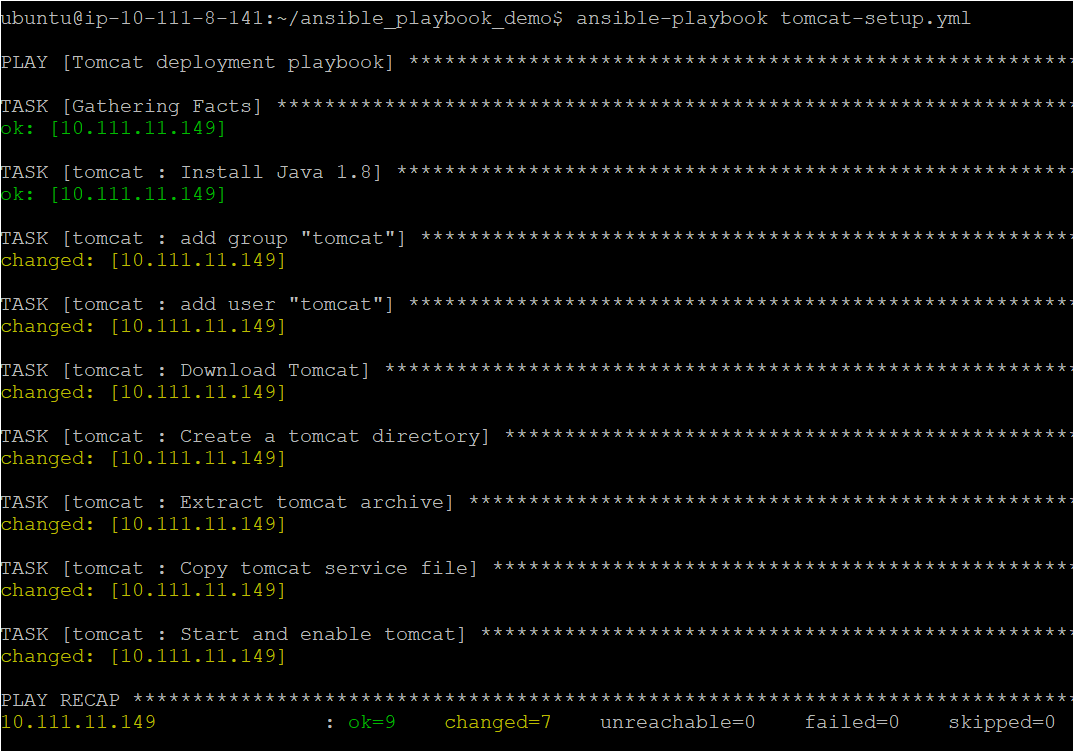 Deploying the Ansible Playbook with the Tomcat Ansible Role