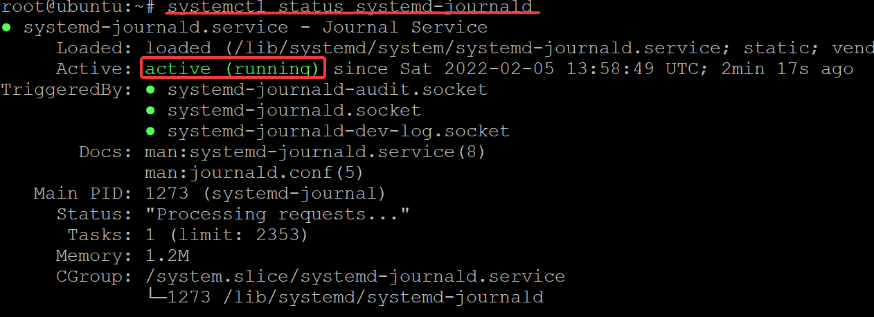 Checking the systemd-journald Service Status