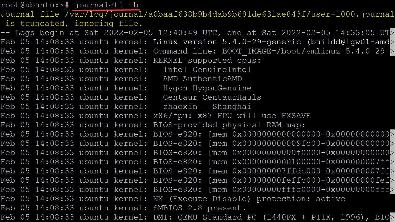 Displaying all Journal Entries from your Current Boot