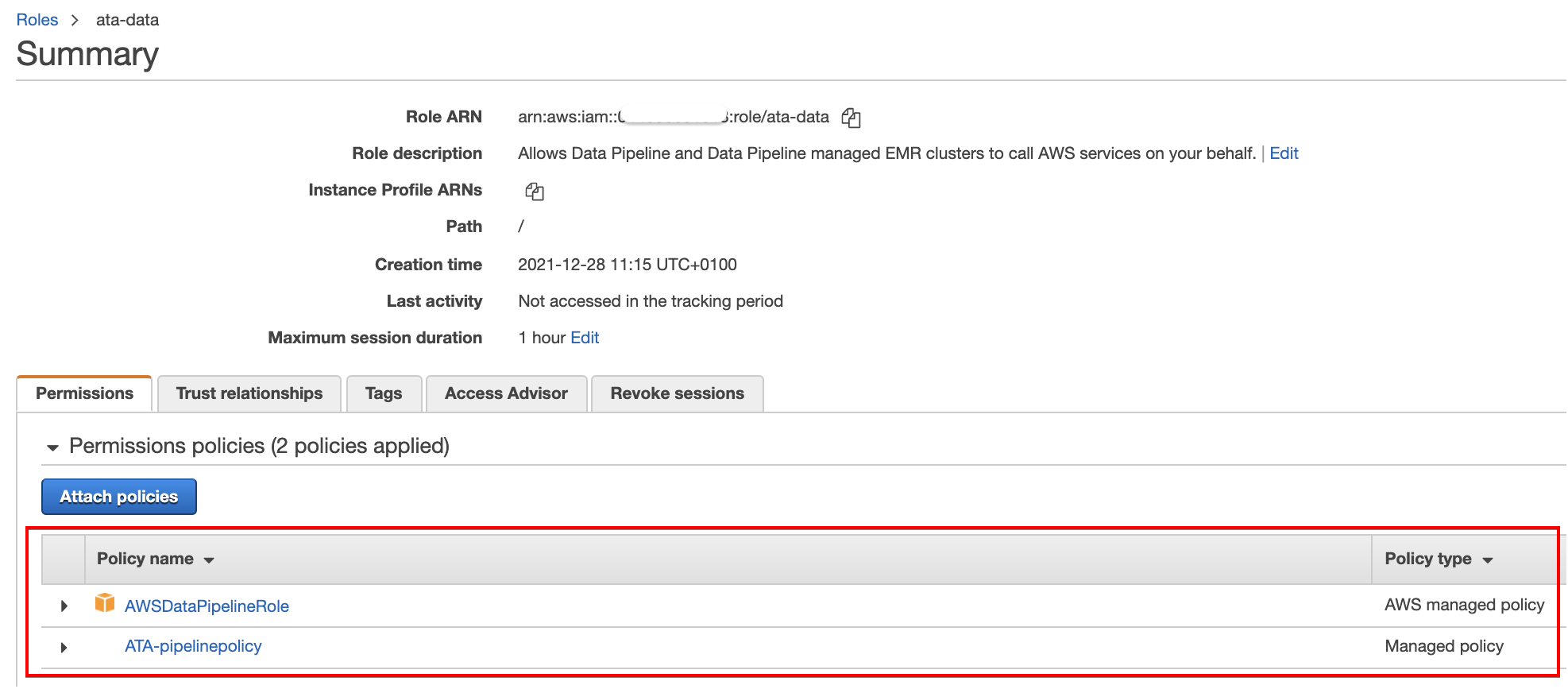 Viewing attached policy to a role (ata-data)