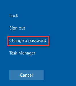 Initiating a password change