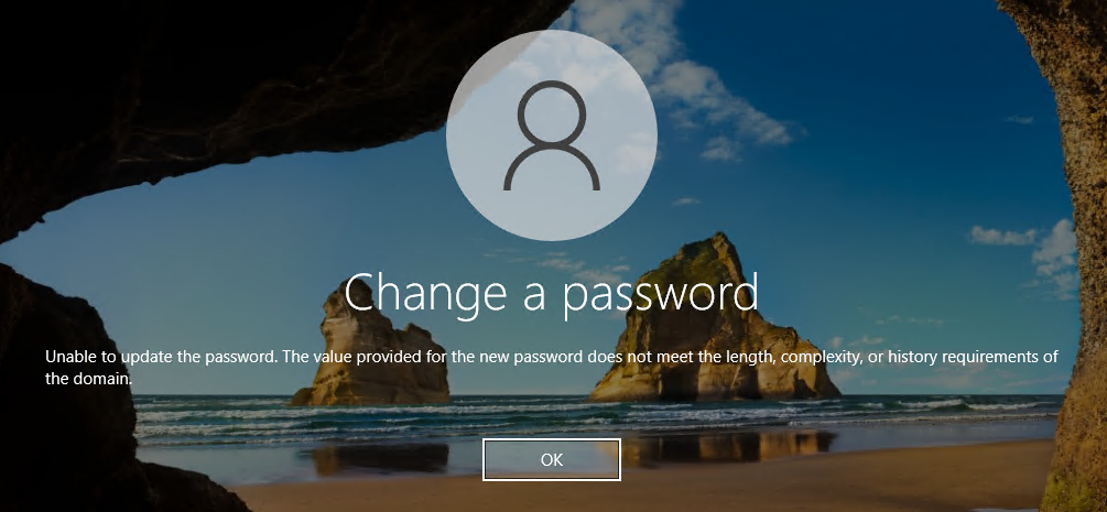 Unable to change the password