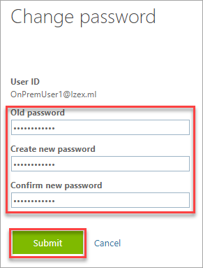 Submitting a password change