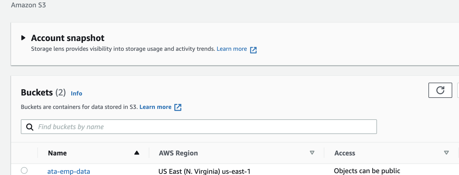 Accessing the S3 Bucket Settings