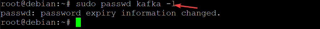 Disabling the password for the kafka user