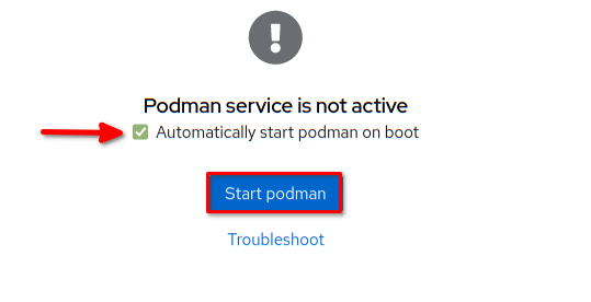 Starting and enabling podman service
