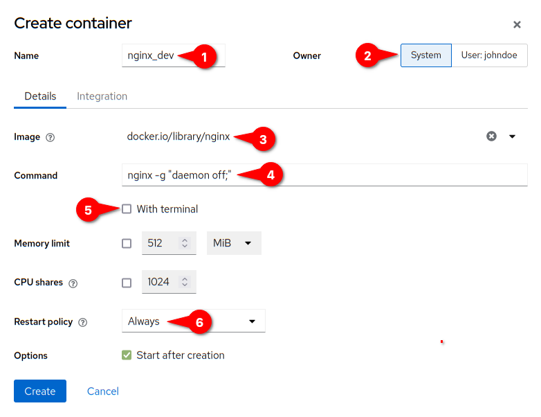 Setting up container base image and start command