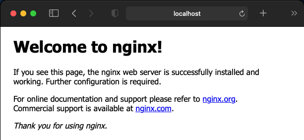 Accessing the NGINX default web page