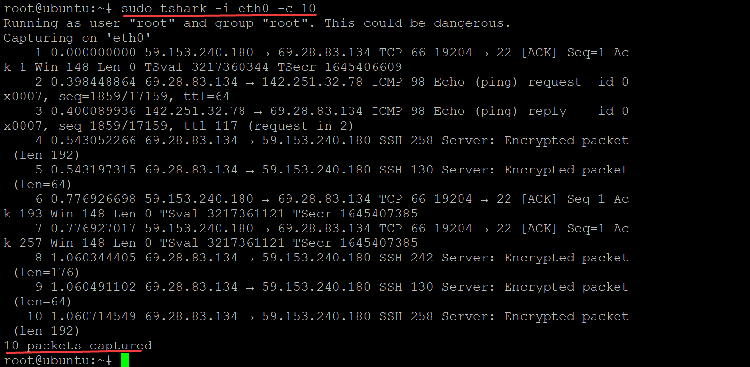 Capturing the First 10 Packets