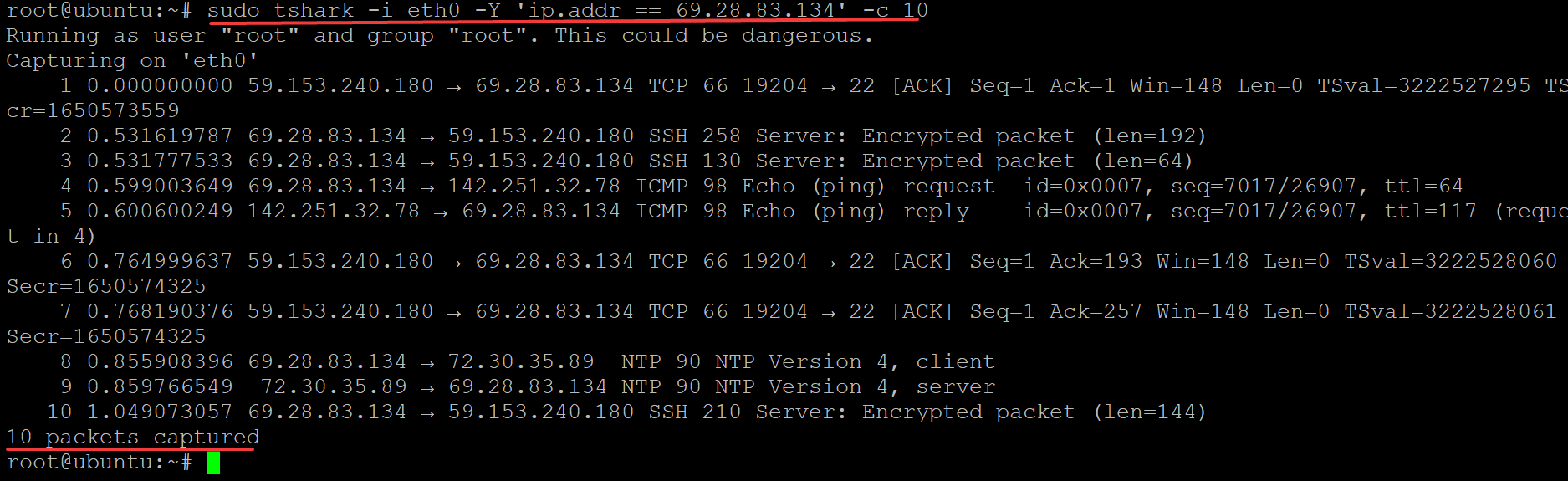 Capturing Packets using Display Filter