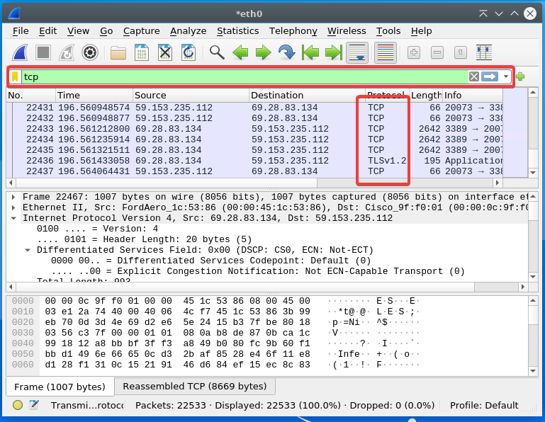 Listing TCP Packet Only