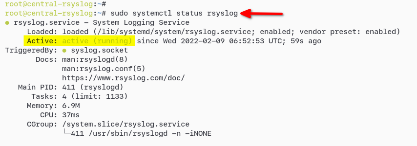 Checking if Rsyslog Service is Running