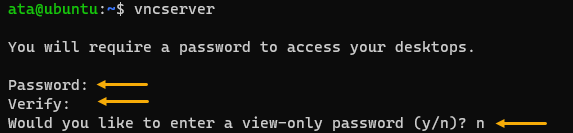 Creating a new VNC server password 