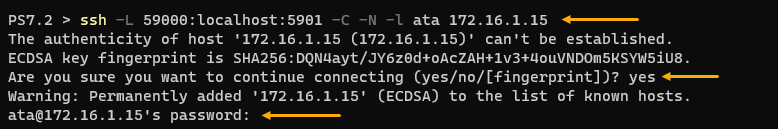 Creating the SSH tunnel