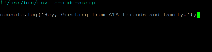 Creating a script called hello.ts