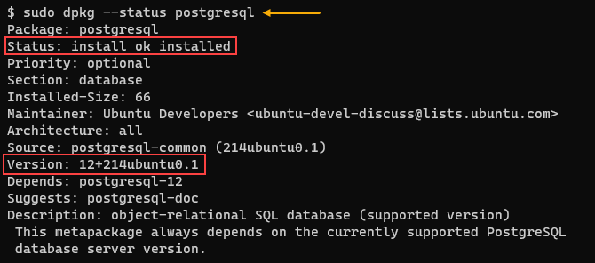 Verifying the PostgreSQL installation