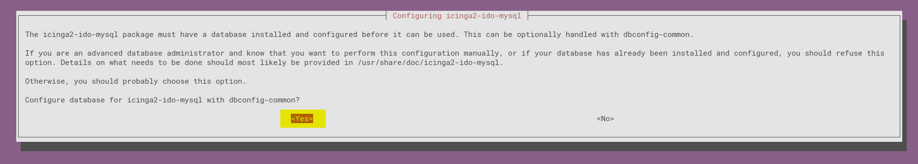 Setting up icinga2-ido-mysql