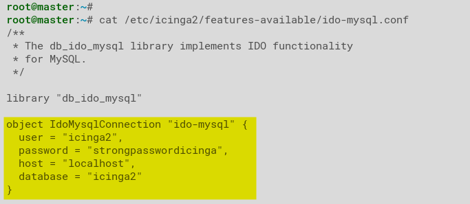 Checking the ido-mysql.conf file