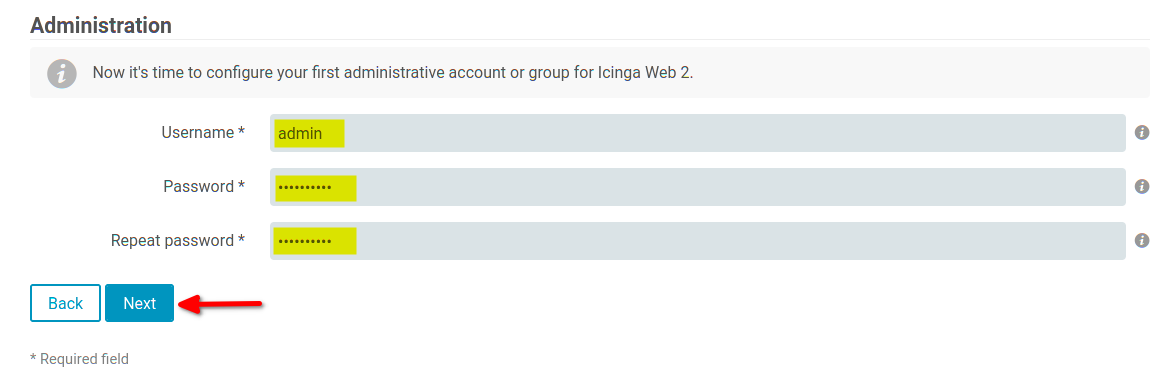 Creating admin user for Icingaweb2