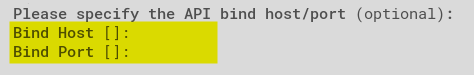 Accepting Default Values for API Bind Host and Port