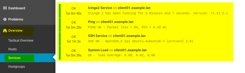 Checking Services on Icinga2 Dashboard