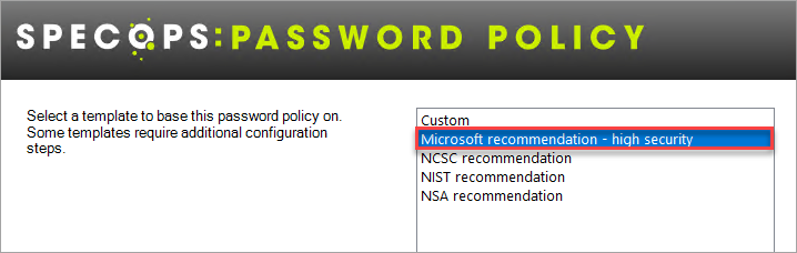 Specops Password Policy Templates