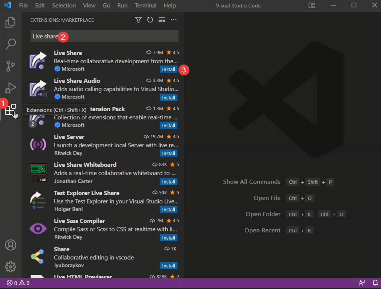 Downloading and Installing the VSCode Live Share Extension
