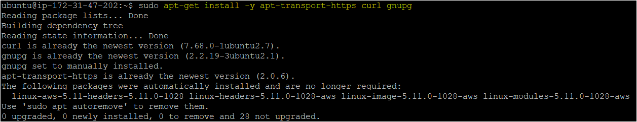 Installing the transport-https, curl, and GnuPG packages on each ubuntu system