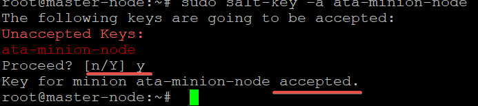 Accepting the Salt minion’s key