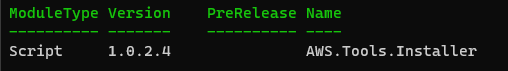 Verifying the AWS Tools Installer module installation