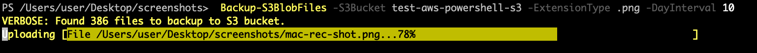 Uploading PNG files past test days to an S3 bucket