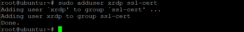 Adding the xrdp user to the ssl-cert group