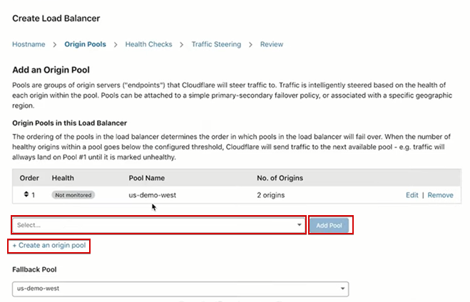 Adding an Origin Pool