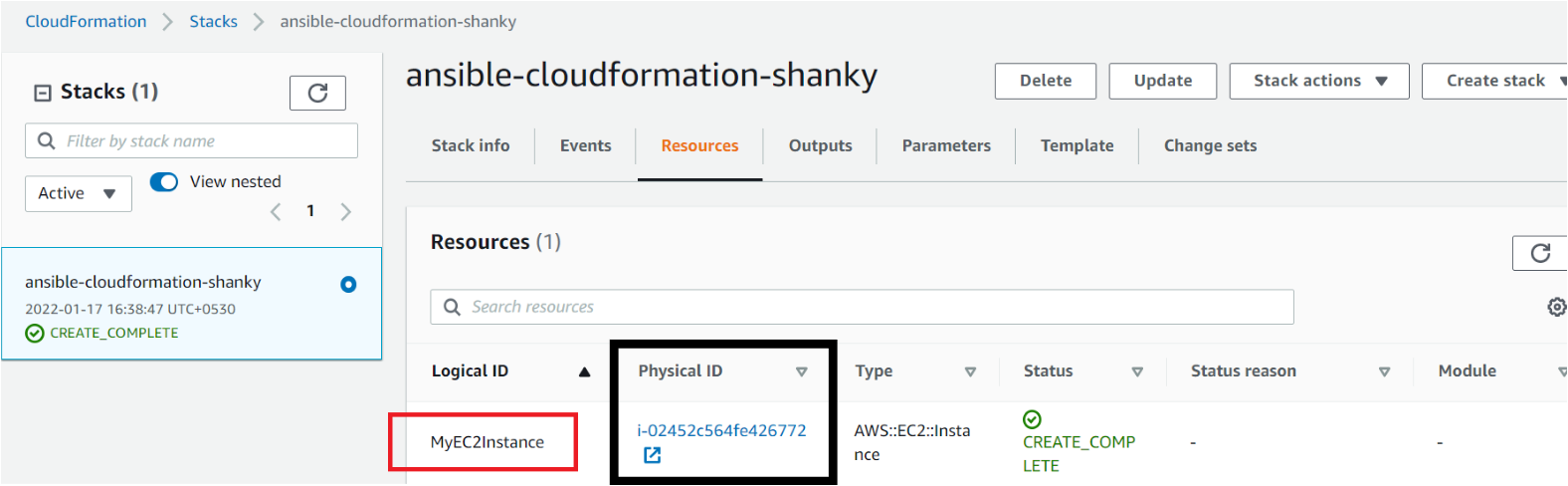 Verifying the CloudFormation Stack in AWS account