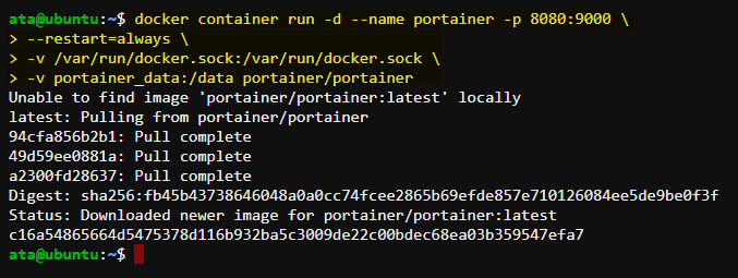 Creating the Docker Portainer container