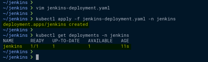 Creating and verifying Jenkins Kubernetes deployment