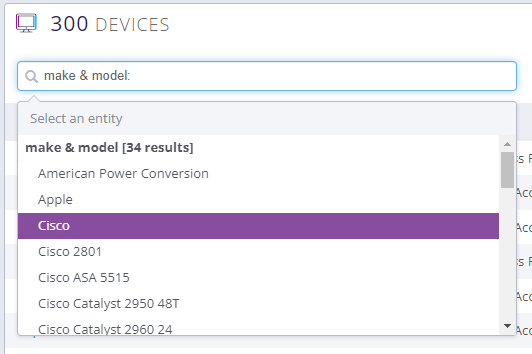 Filtering by device make & model