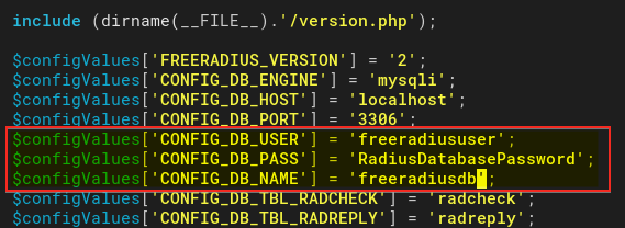 Configure database for daloRADIUS