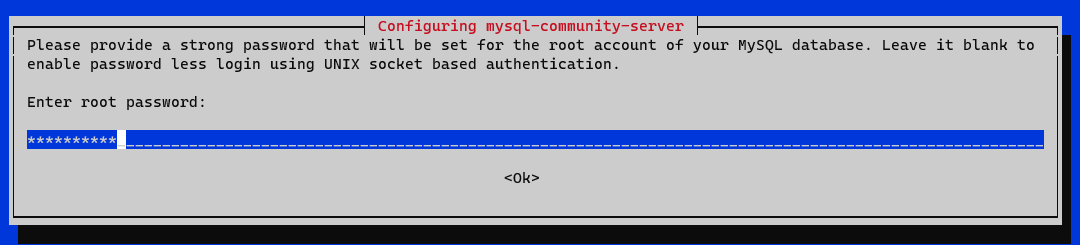 Creating the MySQL root password