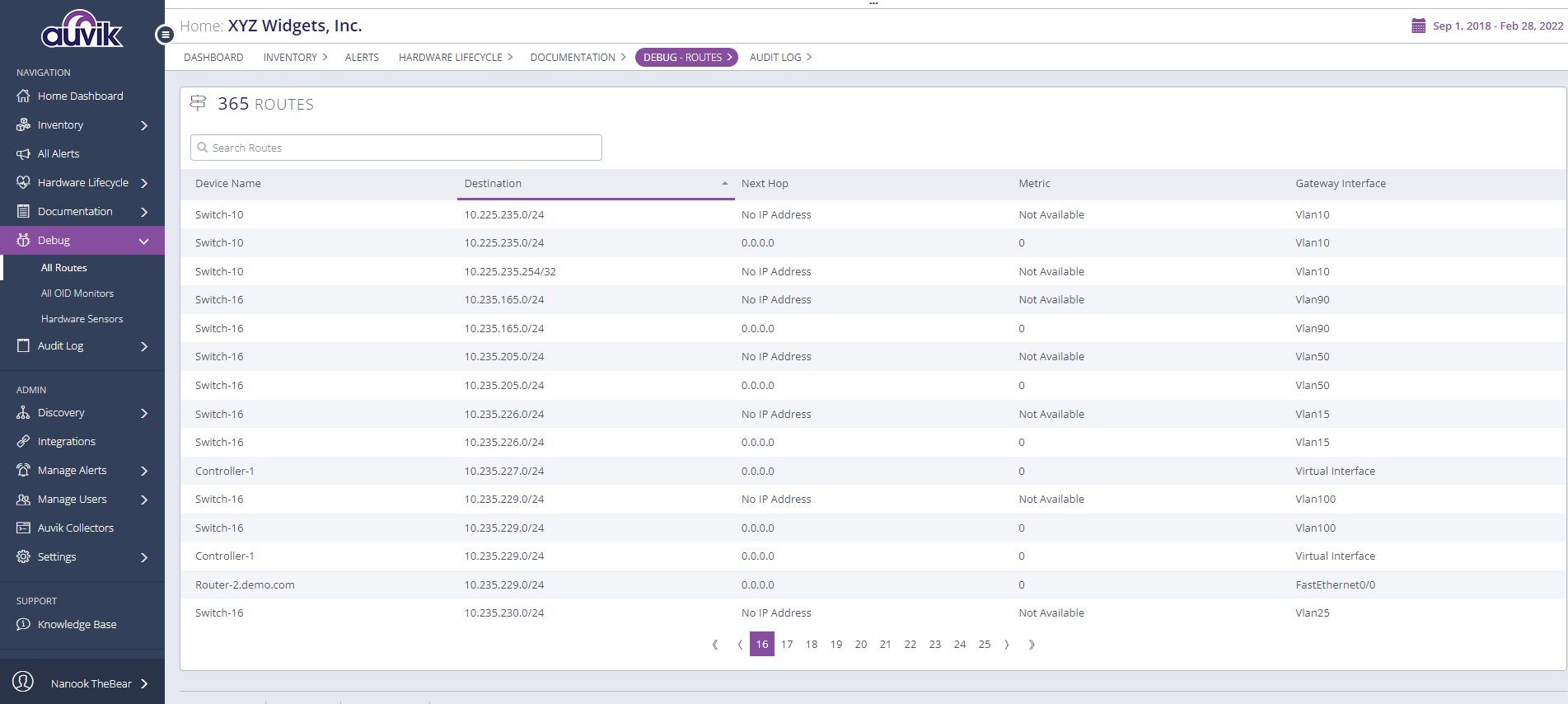 Troubleshooting with the All Routes view in Debug