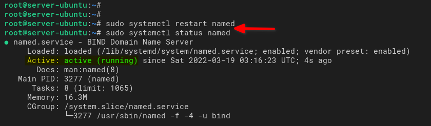 Restarting Named Service and Verifying Named Service Status