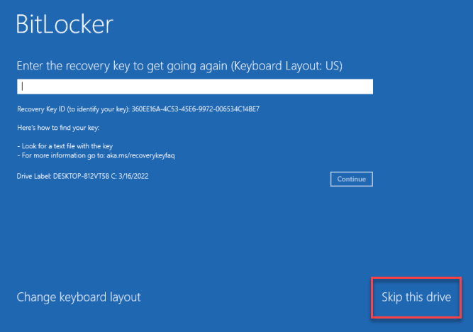 Skipping Entering BitLocker Recovery Key