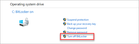 Turning off BitLocker on the Selected Drive
