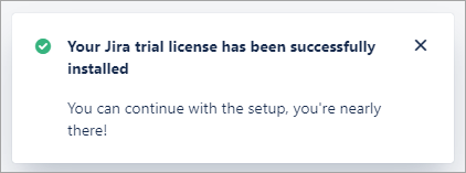 Successful license installation message